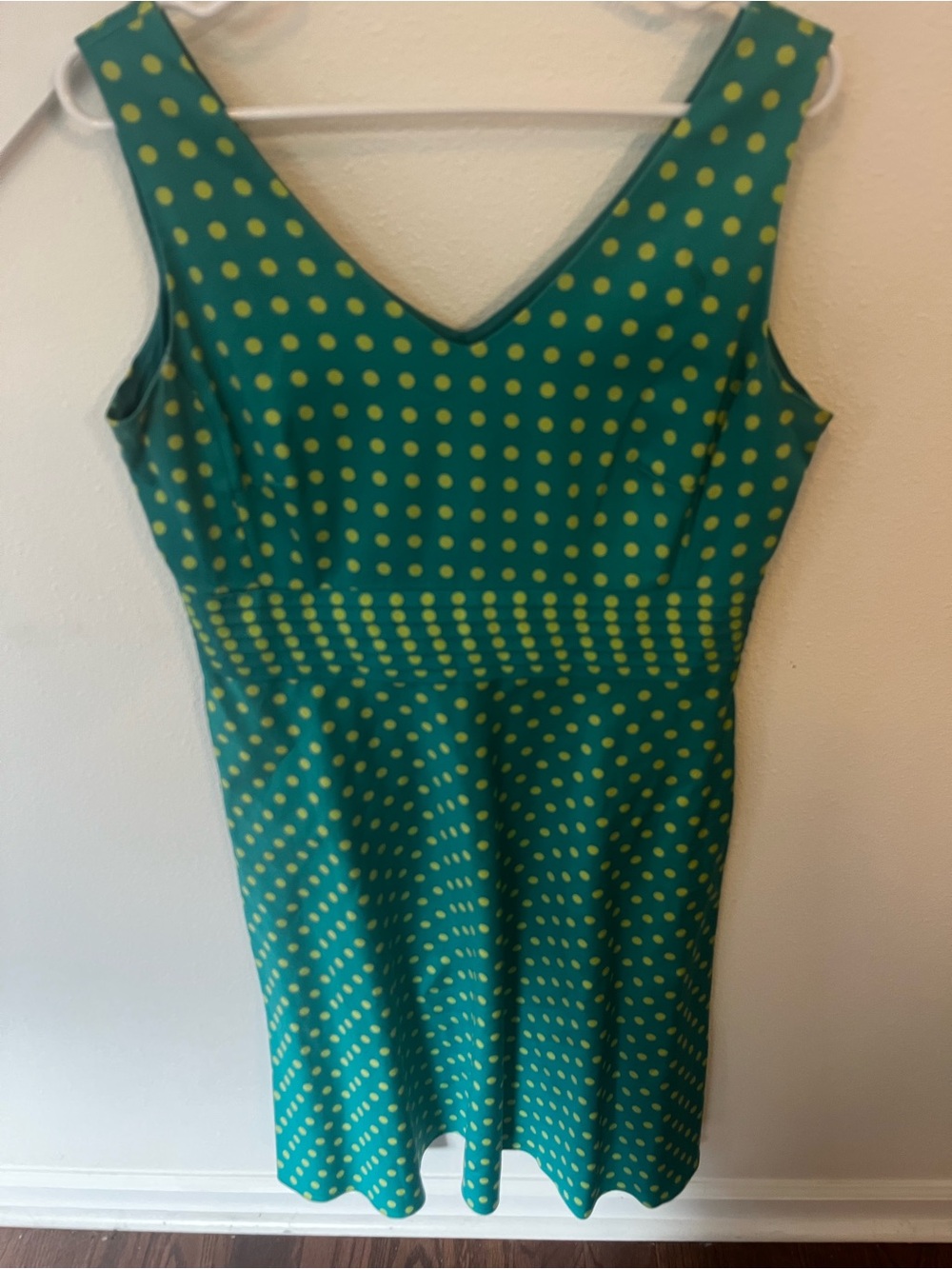 Amanda Smith Teal Dress with Yellow Polka Dots
